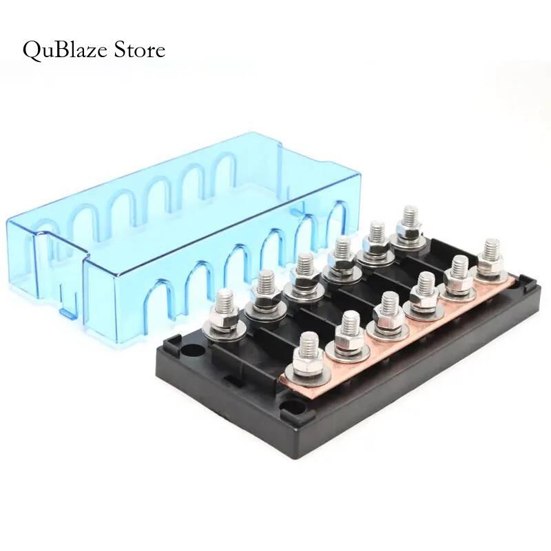 ANM MEGA 6Way MIDI Fuse Box 30A-500A Bolt-Down Power Distribution Block with Copper Busbar for RV Camper Boat Marine