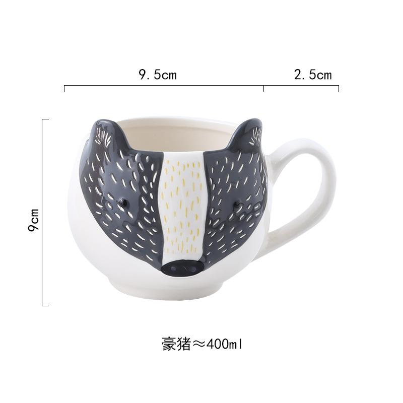 Hand-painted Cartoon Animal Ceramic Mug Creative Breakfast Oat Milk Cup Afternoon Tea Coffee Cup Home Drinking Set Wedding Gift