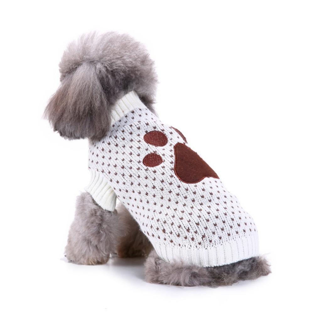 Pet clothes Christmas snowflake sweater, small dog striped turtleneck knitted sweater dog sweater autumn and winter