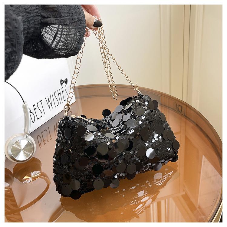 

Handbag Xiaoxiangfeng sequined women s bag new dinner bag trendy fashion shoulder messenger bag чорний