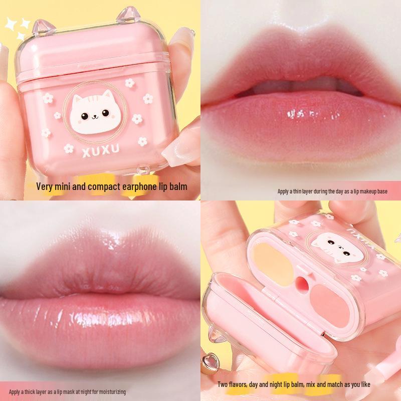 XUXU Cat Jelly Lip Mask & Balm - Moisturizes, Nourishes, and Reduces Lip Lines. Compact Earphone Design.