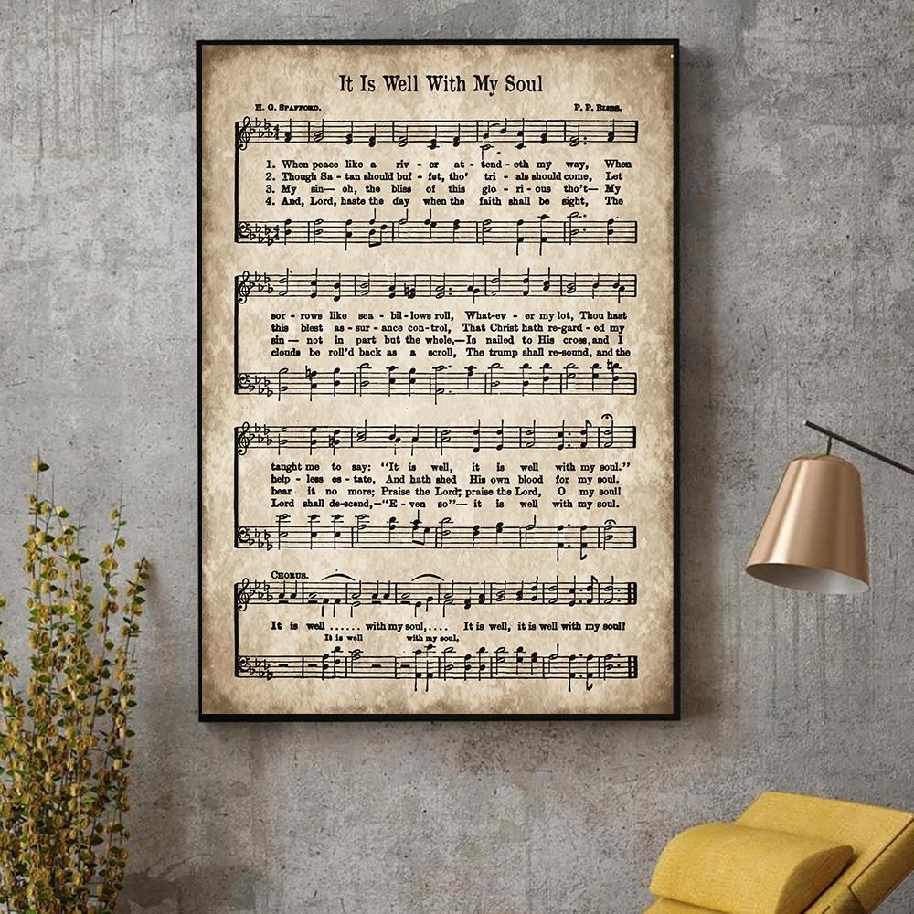 Vintage Christmas Carols Canvas Painting Retro Sheet Music Posters And Prints for Living Room Wall Art Decoration Cuadros