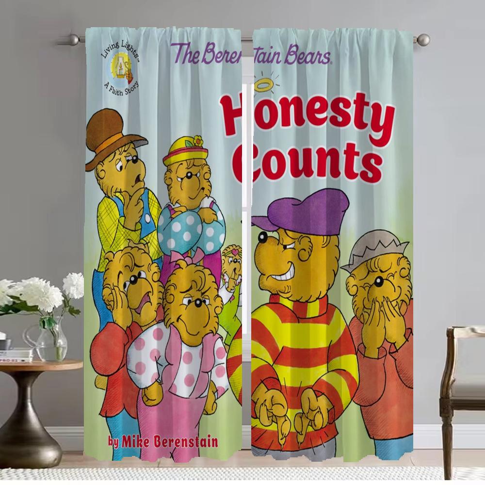 

Плотные шторы для камеры Berenstain Bears Современные шторы для гостиной 2 шт. Шторы для окна Тюль для спальни Шторы для ребенка W50xH70cmx2pcs-CL