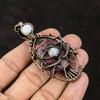 Evil Eye Rhodonite Copper Wire Wrapped Pendant Moonstone Copper Jewelry Handmade Pendant Evil Eye Jewelry Rhodonite Pendant Gift For Friend