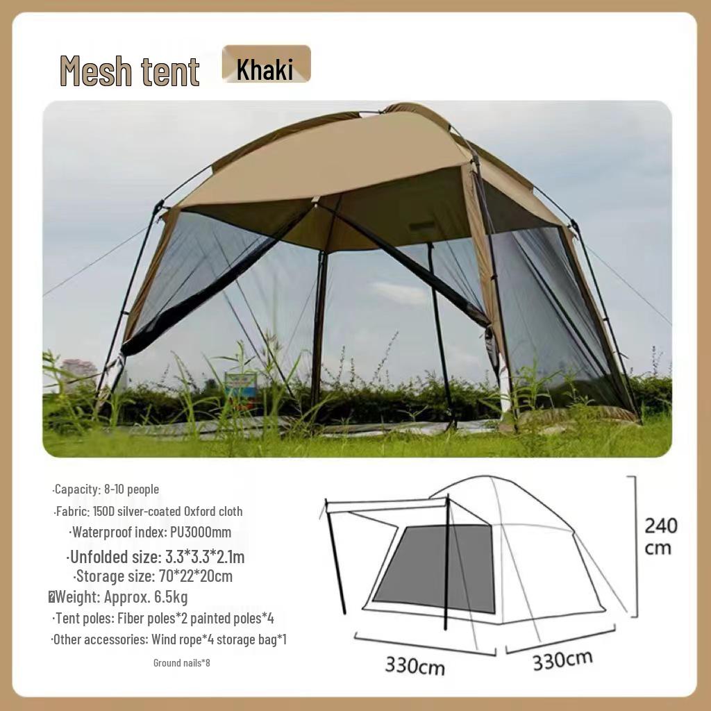 Four Seasons Rainproof Camping Tent: Mesh Anti-Mosquito Sunshade for Outdoor and Beach Use