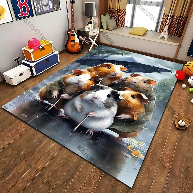 Guinea pigs sharing umbrella rain carpet Yoga living room room decor children's crawling mat doormat area rug games mat