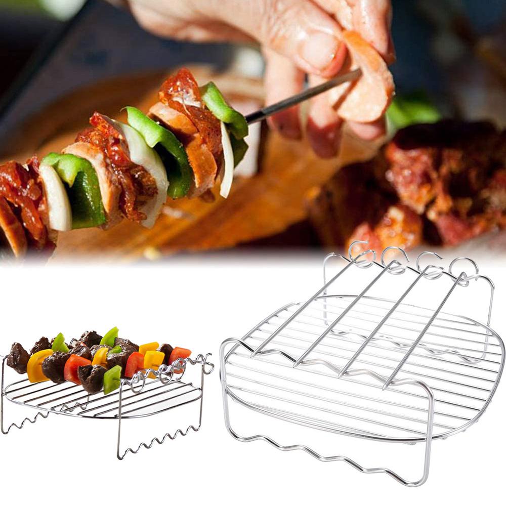 

Replacement Home BBQ Air Fryer Rack Grill Barbecue Rack Air Fryer Accessories Baking Tray срібний