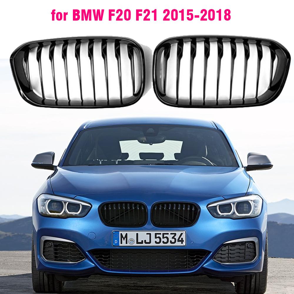 Kidney Replacement Front Grill for BMW F20 F21 2015- 118i 120i 125i M140i M Performance Gloss Black Grills