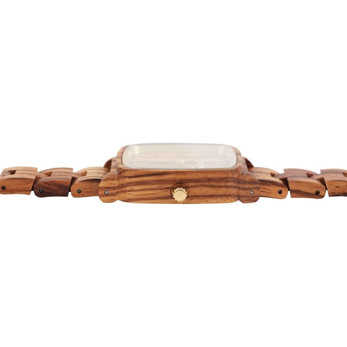 Montre - RAPTOR - Angy - Boîtier bois zébré 36 mm - Bracelet maillons 16 mm - Quartz Miyota 2035