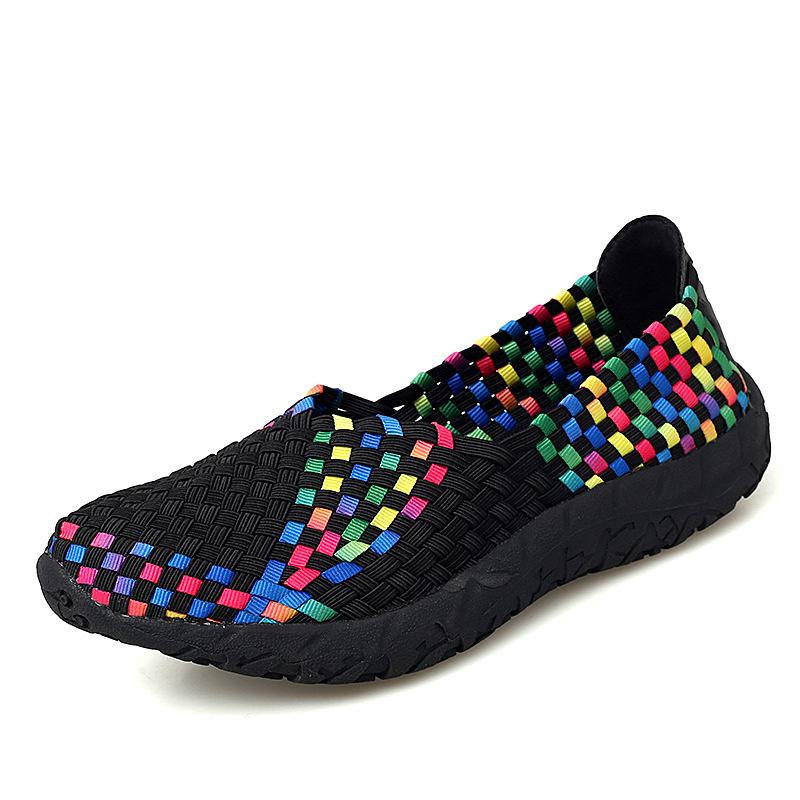 Damen Sandalen Frühling/Sommer Atmungsaktiv Gewebt - Handgemacht, Bequem, Modisches Flaches Design