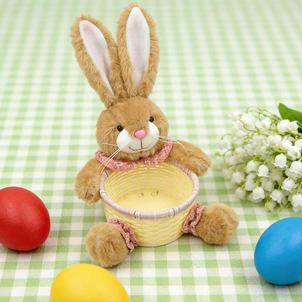 Easter Bunny Decorative Candy Storage Basket Cute Rabbit Shape Eggs Container Handmade Easter Bunny Candy Bowl Dish