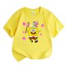 Kids Boys Girls 100% Cotton Crew Neck Short Sleeve T-Shirt, Cute Cartoon Sea Sponge Pet Snail Jellyfish Print Casual Summer Tee Tops for Children