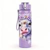 1PC Flower Cow Cute Animal Portrait 750ml Color Plastic Sports Water Bottle Leakproof Flip Straw Lid Suitable for Sports Office Home Use