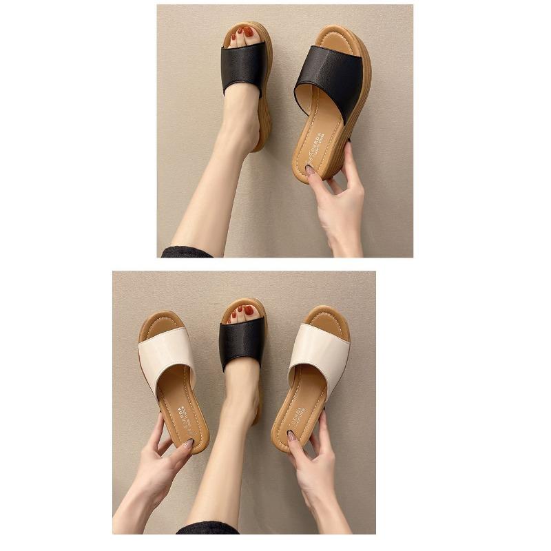 Women's Summer New Slippers Ethnic Style Outerwear Muffin Thick-soled Cool Slippers Outerwear Beach Shoes