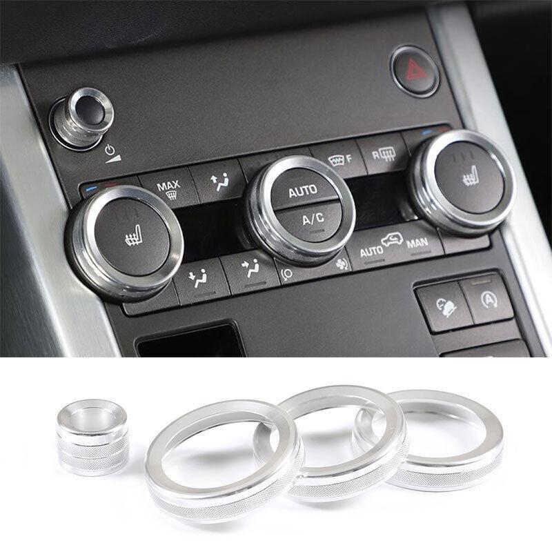 For Range Rover Evoque 2012- Silver Aluminum Central Console Ac Knob Trim