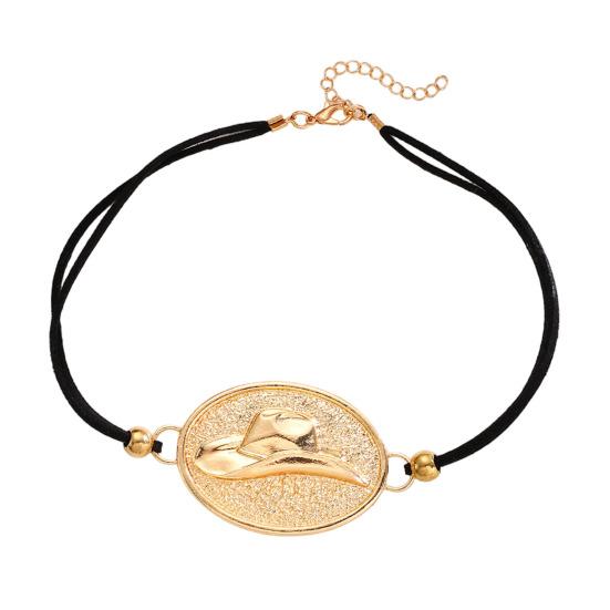 

Unisex Bracelet Adjustable Extension Chain Metal Texture Retro Western Cowboy Hat Design Large Wrist Bracelet золотистый