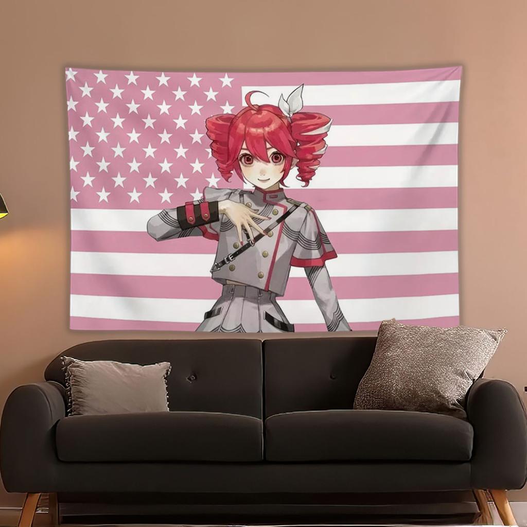 Kasane Teto Pink American Flag Wall Hanging Cloth Dormitory Room Decoration Wallpaper Banner Tapestry Aesthetic Decoration