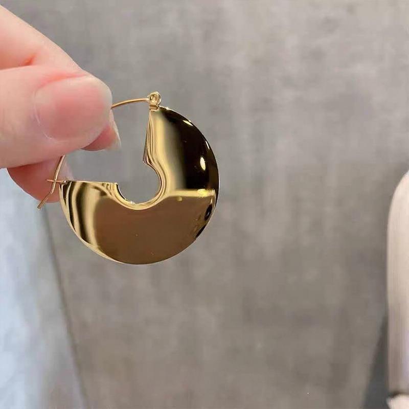 Spiegeloberfläche Geometrische Ohrringe Für Frauen Punk Rund Designer Schmuck Französischer Kreis Metallischer Stift Retro Ohrringe Weiblicher Haken