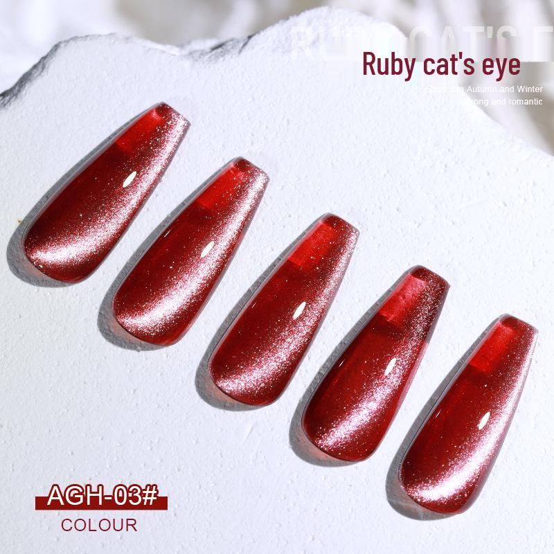 AS New Gem Red Cat Eye Gel Polish - Autumn/Winter 2022 Dynamic Crushed Diamond Crystal Cat Eye Nail Art