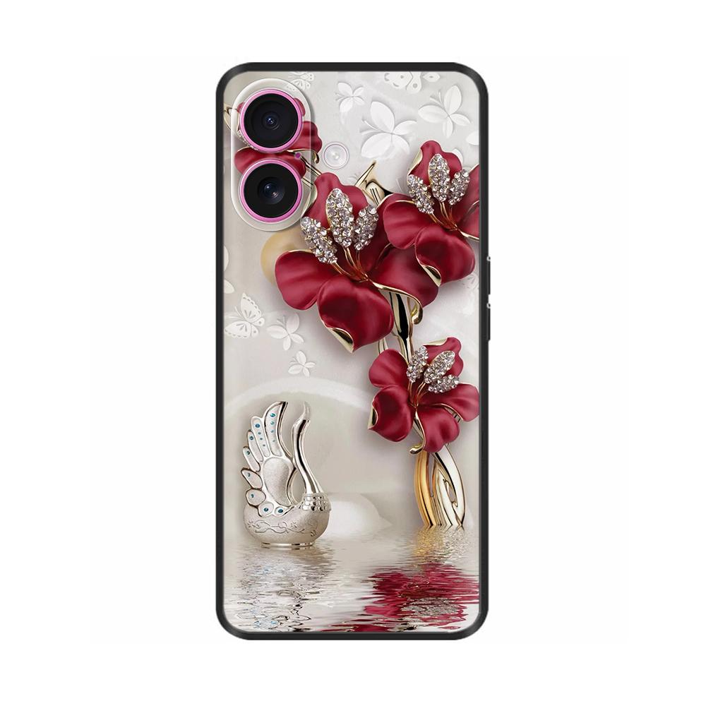 Case For Apple iPhone 16 16 Pro Max Plus Heart Butterfly Full Protection Soft Liquid Silicone Cover for iPhone 16 Plus Pro Max