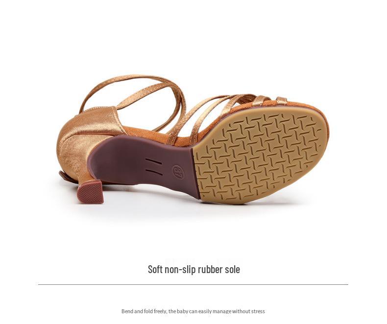 Women's Outdoor Latin Dance High Heel Denim Shoes - Soft Rubber Sole