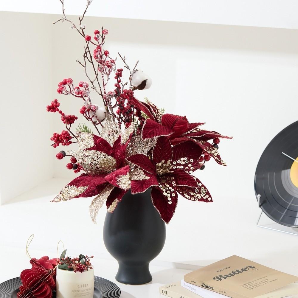 30CM Christmas Glitter Flower Sequins Simulation Flowers New Sequins Flower  Home Decoration