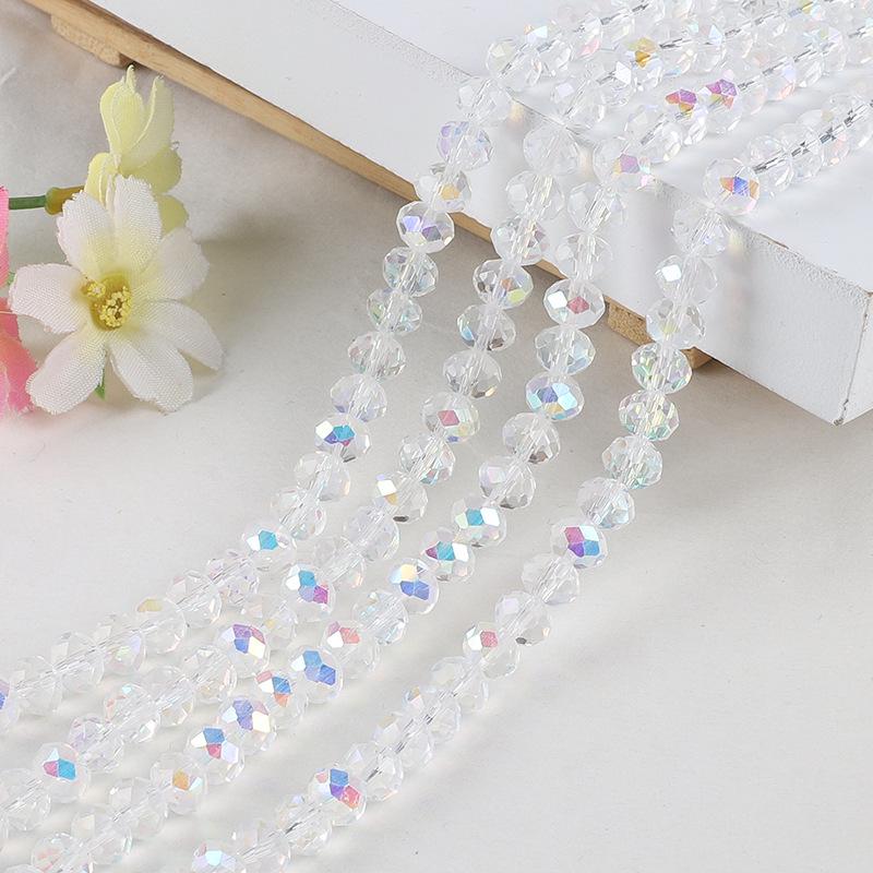8mm Faceted Glass Crystal Flat Beads - Handmade DIY Bracelet Jewelry Accessories