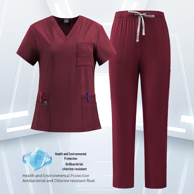 Unisex Quick-Dry Short-Sleeve Scrub Suit for Medical and Veterinary Professionals
