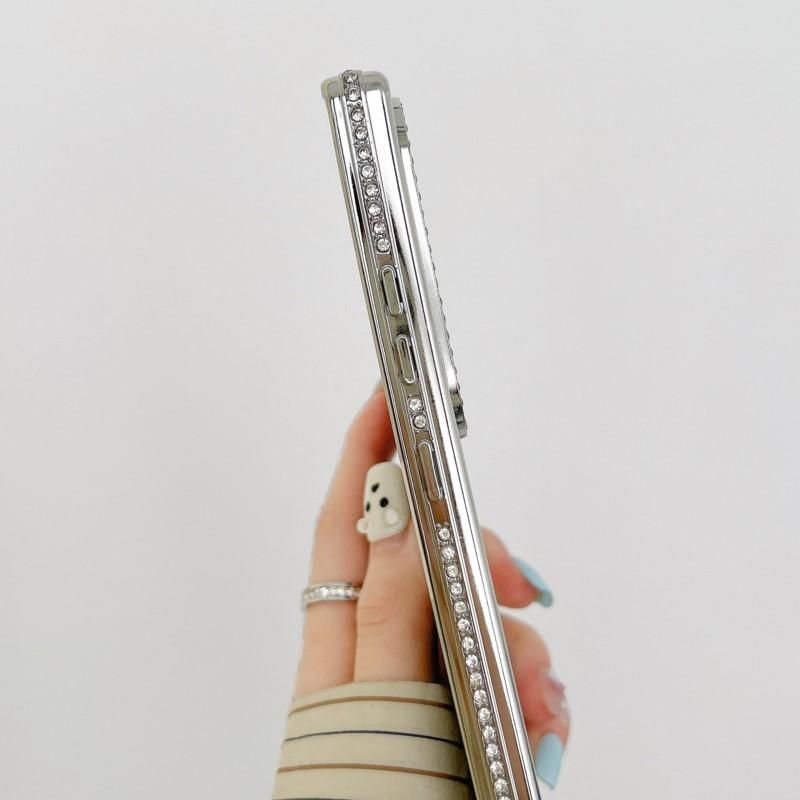 Luxury Plating Glitter Diamond Edge Clear Case For Samsung S24 S23 S22 Ultra Plus Camera Protection Transparent TPU Soft Cover