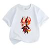 Kids Boys Girls Crew Neck Short Sleeve T-Shirt, 100% Cotton Casual Tees with Fiery Demon Cartoon Character Print, Soft Breathable Summer Daily Wear fo