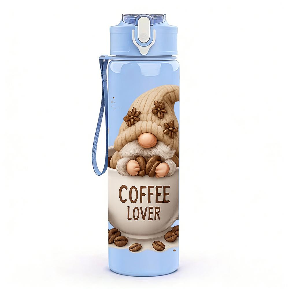 1PC Coffee Gnome Mug Graphic 750ml Color Plastic Sports Water Bottle Leakproof Flip Straw Lid For Sports Office Home Use