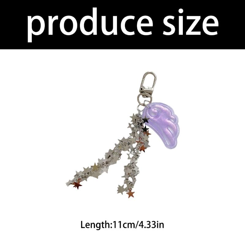 Elegant Y2K Inspired Keychain Pendant Accessory Combining Stars Angel Wing Ideal For Bags Keys Or Gift Giving