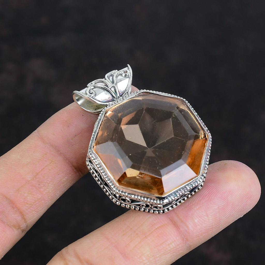 Faceted Morganite Pendant Gemstone Vintage Pendant 925 Sterling Silver Pendant Handmade Pendant Very Pretty Morganite Jewelry Gifts For Her