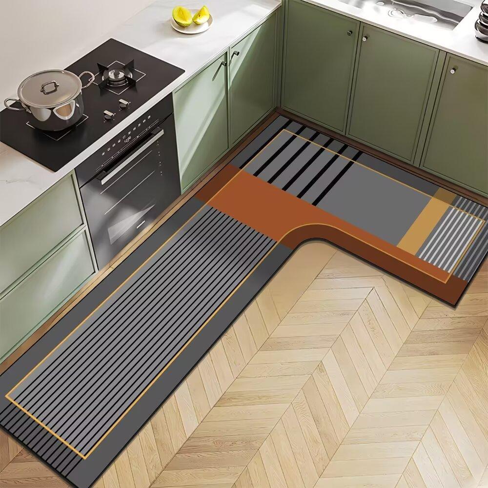 Nordic Light Luxury Diatom Mud Household L-shaped Kitchen Floor Mat Water Absorption  Anti-slip  Quick-drying and Easy-to-maintenance Floor Mat