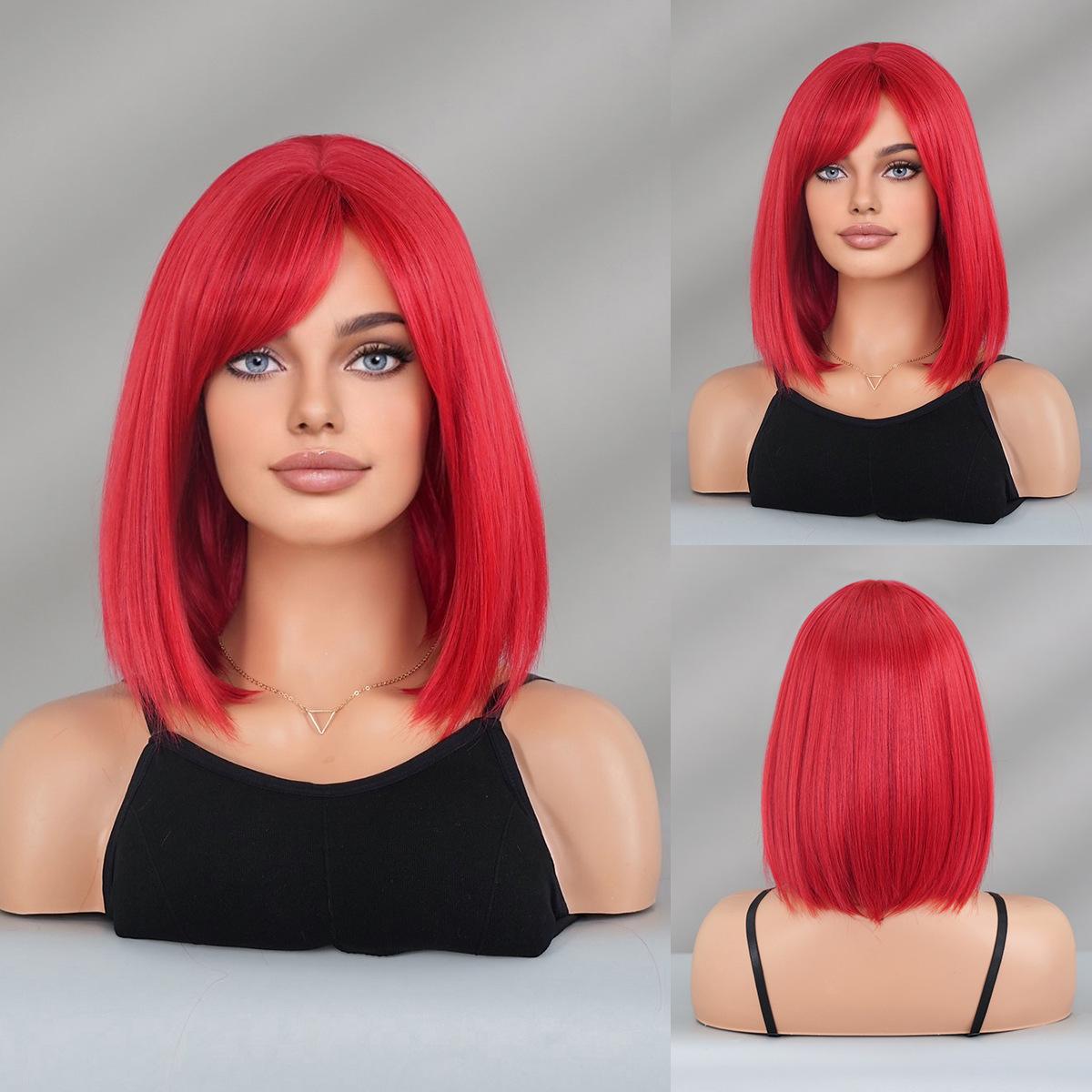 

Красный парик боб для женщин - Короткие волосы с челкой набок, Хэллоуин Пасха Преувеличенный уличный стиль Парик с полной шапочкой, Доступно несколько вариантов красного цвета 35cm 13.77inch красный