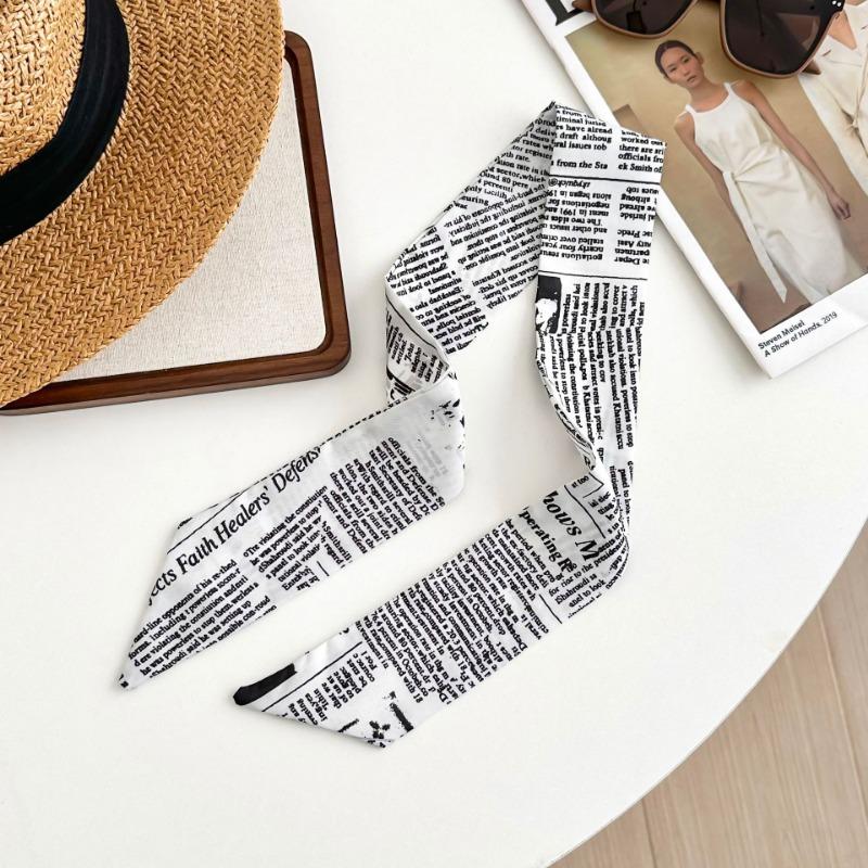 

Cashew flower silk scarf, long strip, new simple letters, hair tie, bag streamer, decorative versatile small scarf, fashionable belt.