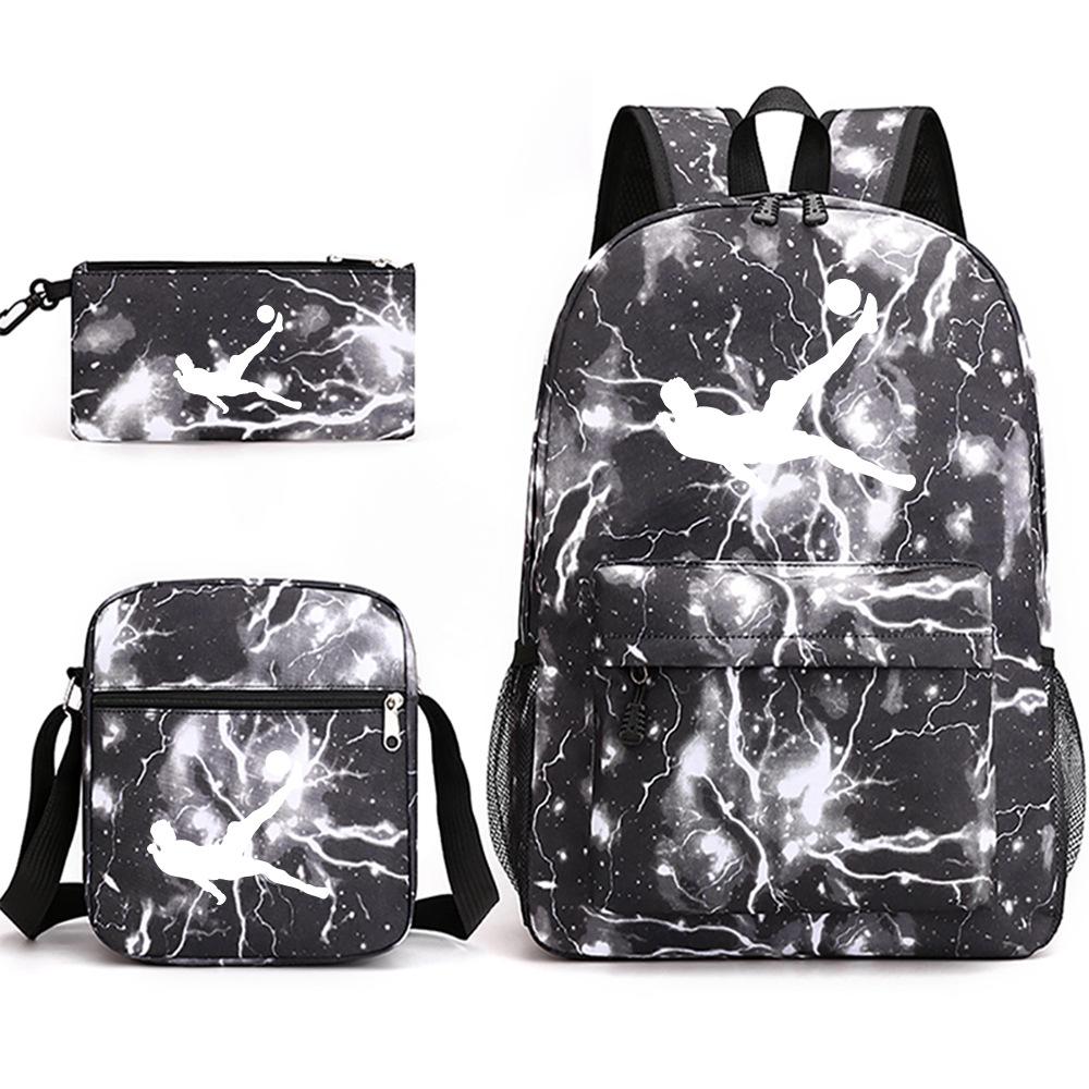 Large capacity schoolbag with shoulder strap; student three-piece pencil case set