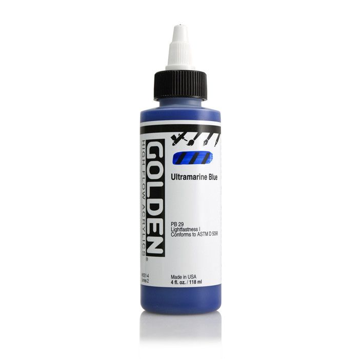 Peinture Acrylique - GOLDEN - High Flow - 119ml - Bleu Ultramarine - Idéale pour l'illustration