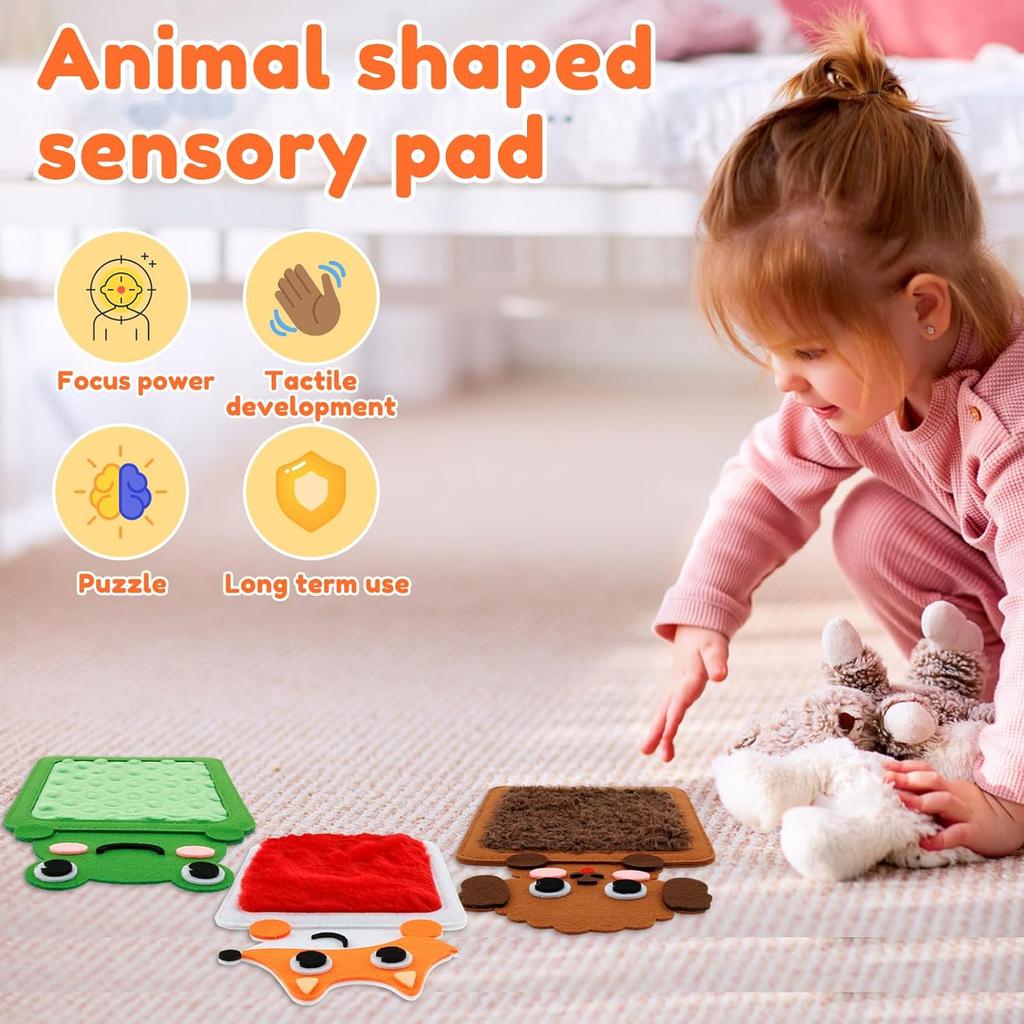 Paquete de 8 Alfombrillas Sensoriales de Animales Juguetes para Niños, Actividad Educativa Almohadillas de Textura Para Preescolares Táctil Cognitivo, Regalo de Navidad