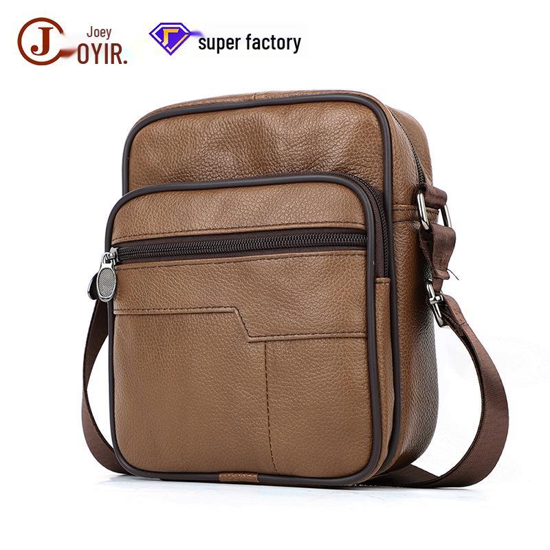 Men's Genuine Leather Crossbody Shoulder Bag - Korean Style Business Casual