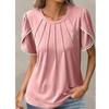 Polyester Casual T Shirt With Ruffle Sleeve And Round Neck For Summer Wear