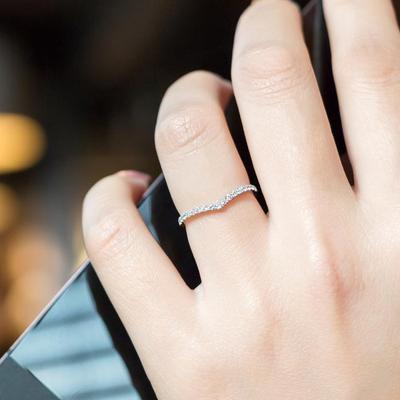 Prsten z postříbřeného sterlingového stříbra 14K zlatem: Japonský & Korejský Styl, Tenký Zirkonový Diamantový Růžově Zlatý Pásek, Dámský Malíček