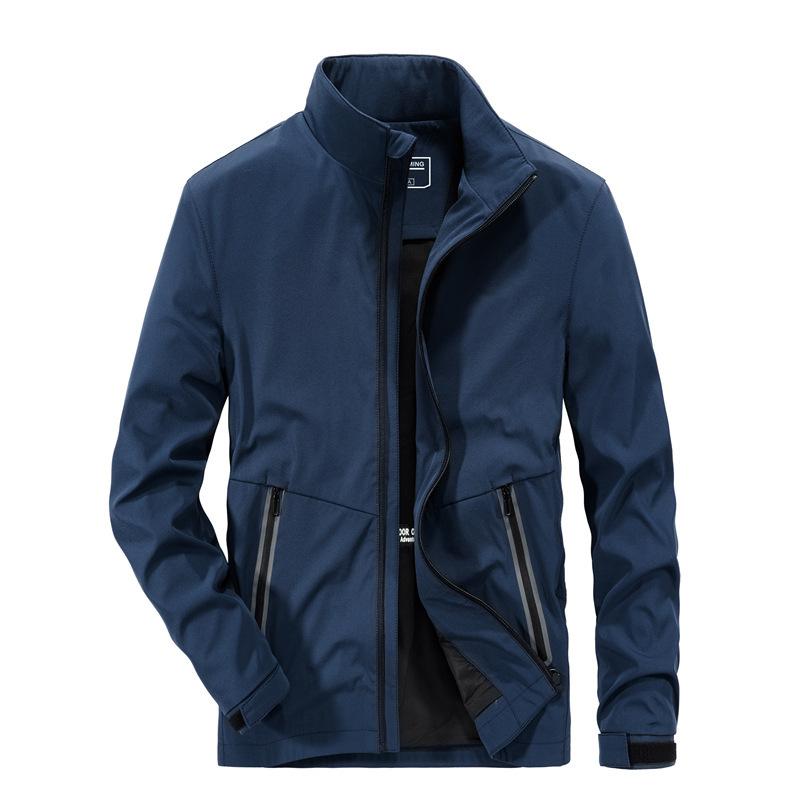 Spring and Autumn New Men's Casual Large Size Jacket Men's Youth Printed Stand-Up Neck Elastic Jacket Jacket