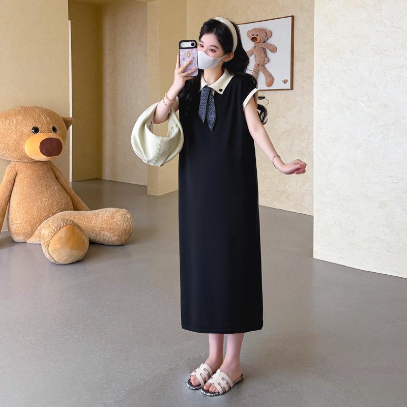 2026 Plus Size Knit Maternity Dress - Casual Summer Style XL