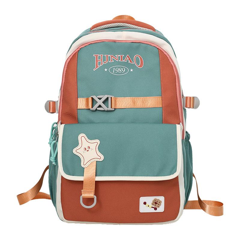 Winter New Contrasting Color Backpack Large Capacity Lightweight Fashion Burden Reduction Versatile School Bag Design Sense Student Backpack