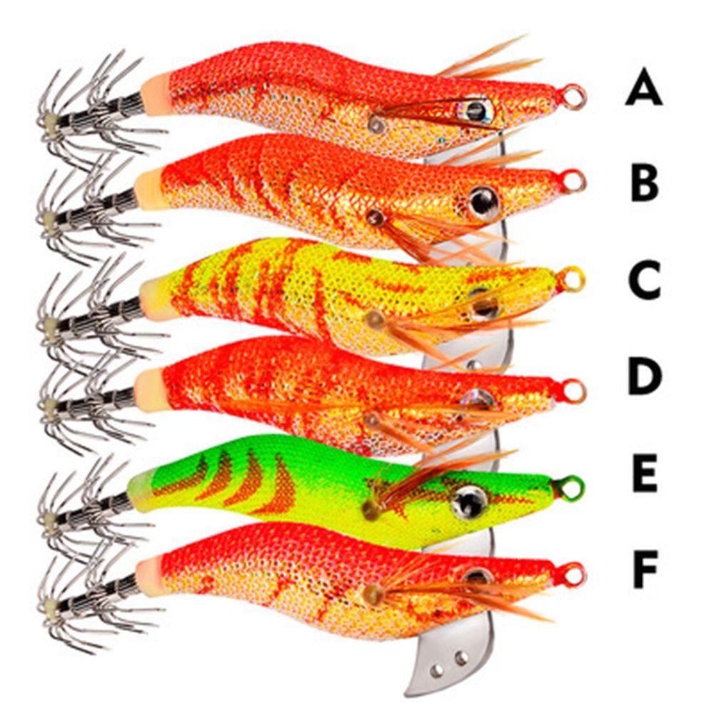 2.0#  2.5#  3.0# Jigs Luminous Lifelike Squid Hook Wood Shrimp Lures Octopus Bait Fishing Tackle