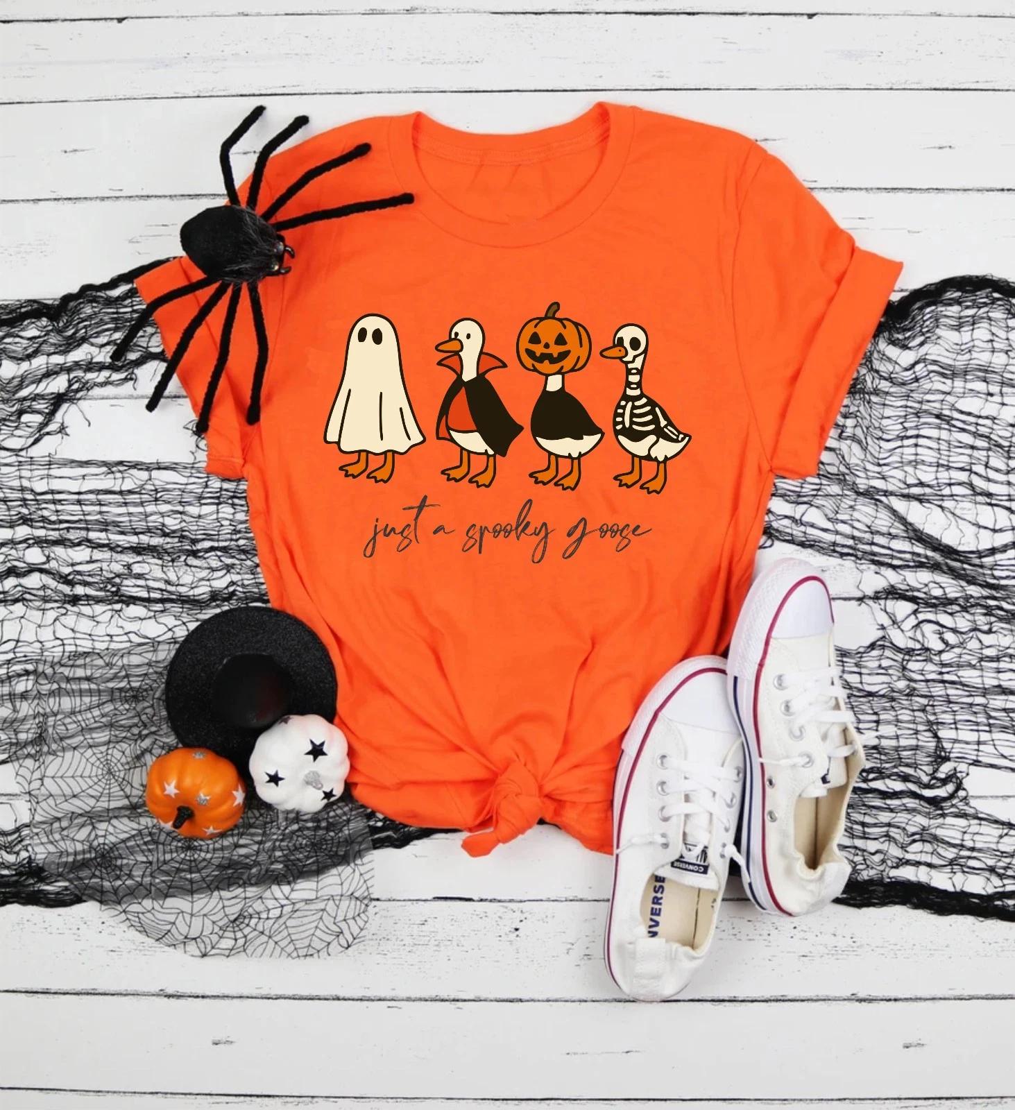 Just a Spooky Goose T-Shirt, Halloween Goose Shirt, Silly Goose Tee Top L