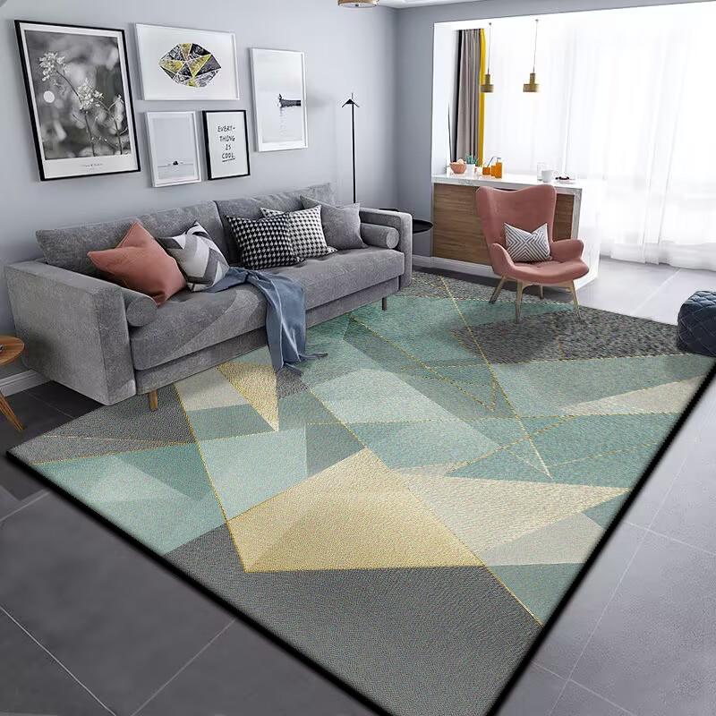 Grey Geometric Carpet for Living Room Modern Luxury Decoration Home Rugs for Bedroom Big Size Non-slip Easy Cleaning Floor Mat