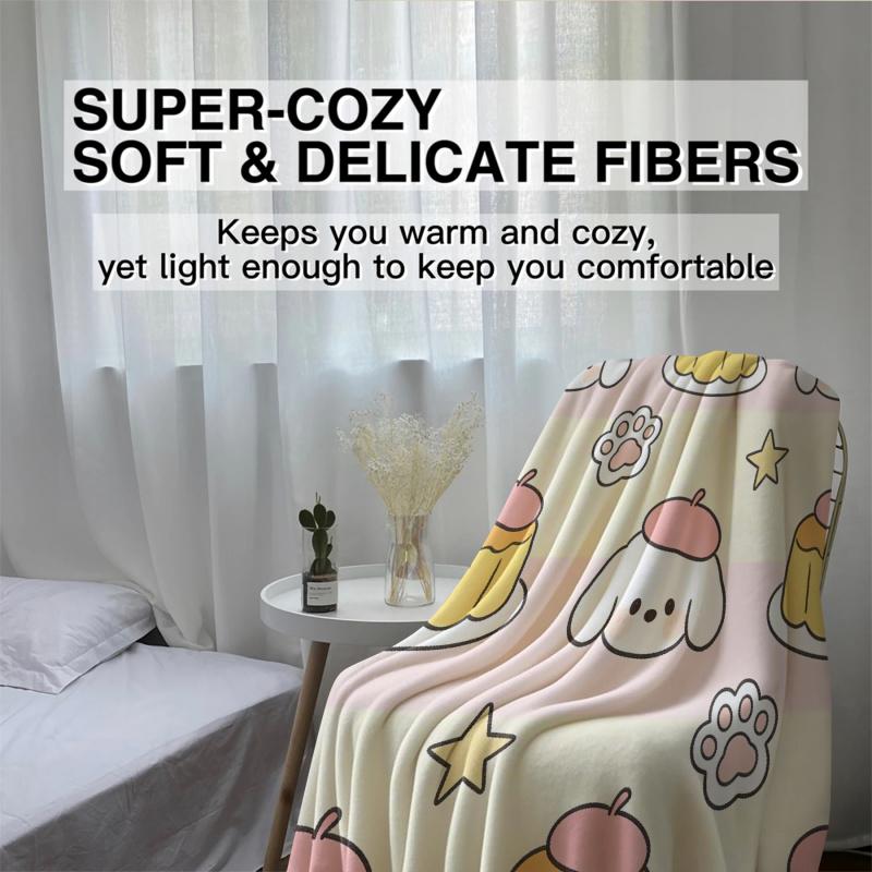 Sanrio Characters Flannel Blanket, Cute Cartoon Soft Warm Throw Blanket for Sofa Bed Travel Home Decor