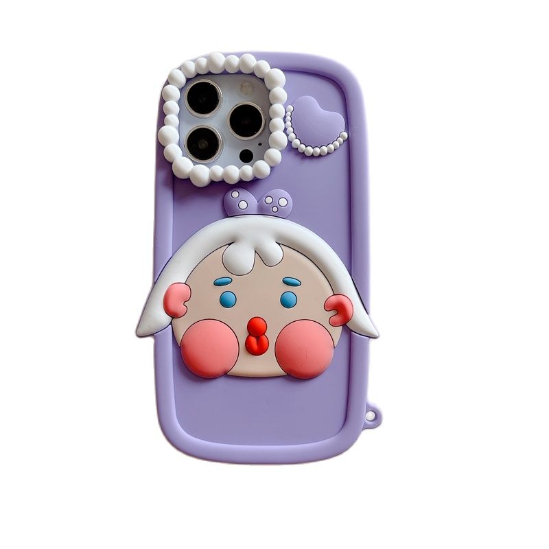 Koreanische süße lustige Cartoon 3D Doodle Mädchen Silikonhülle für iPhone 14 13 12 11 Pro Max schöne Blasen Linse Schutzhülle Soft Cover